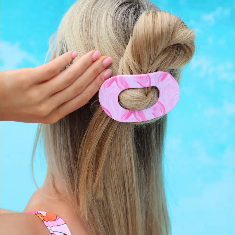 Teleties Pinch Me! Medium Flat Round Hair Clip Pink