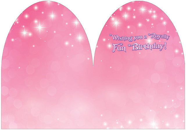 Pink Castle and Rainbow Die Cut Glitter Birthday Card For Girls
