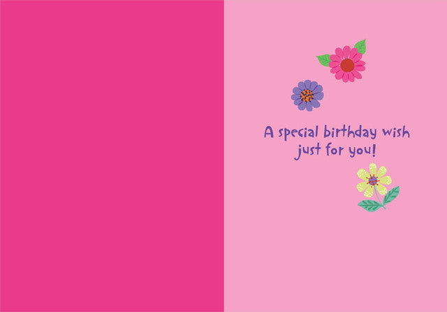Hummingbird, Gift and Flowers with Flocked Surface Birthday Card
