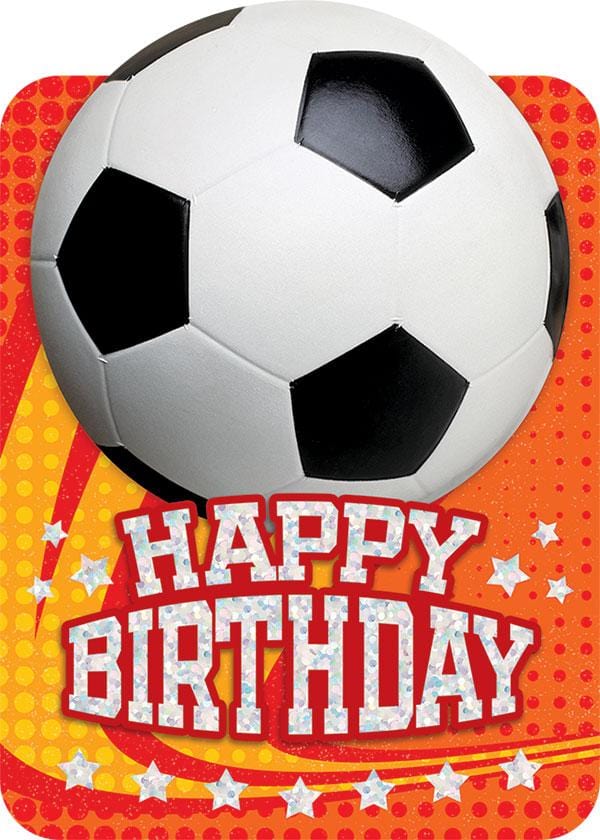 Birthday MVP: Soccer on Orange Die Cut Birthday Card