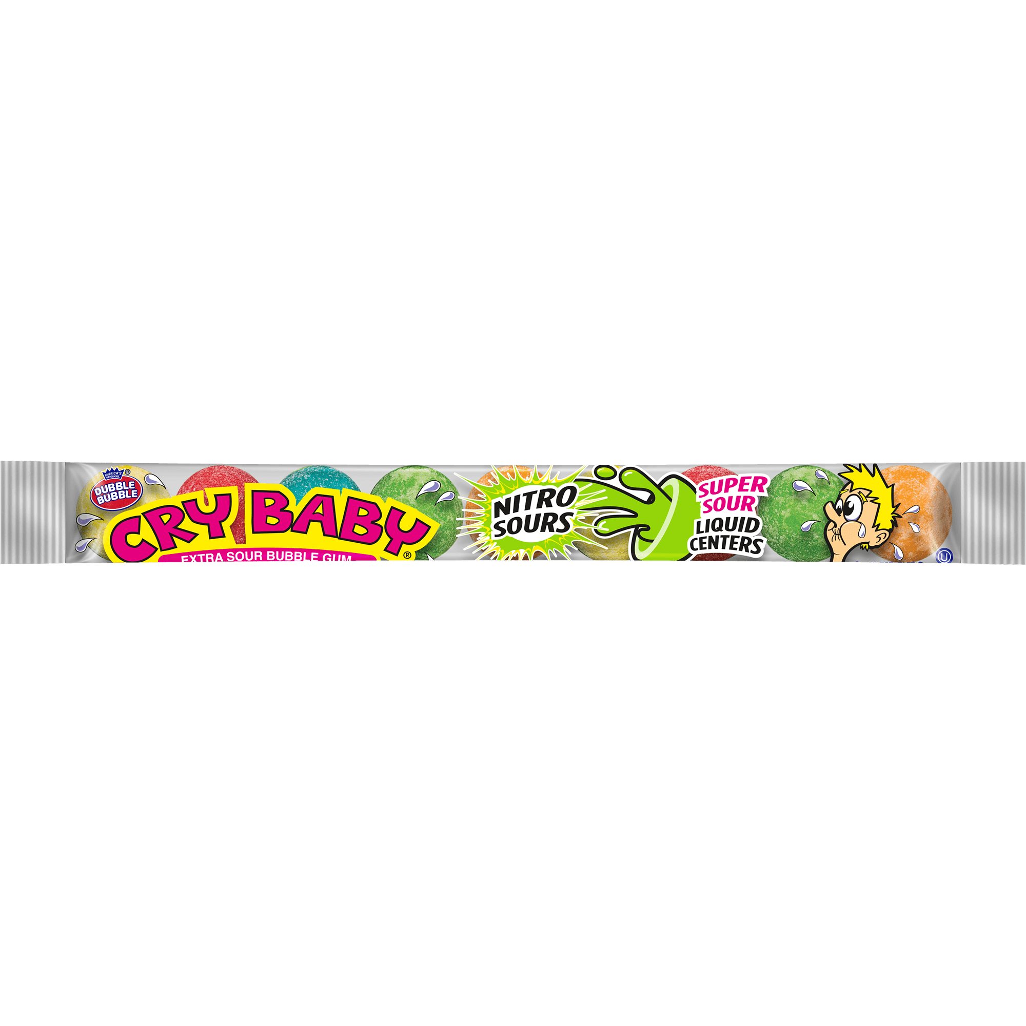 Cry Baby Nitro Assorted Sours Bubble Gum 2.32 oz Tube