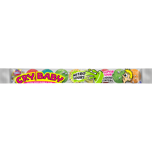 Cry Baby Nitro Assorted Sours Bubble Gum 2.32 oz Tube