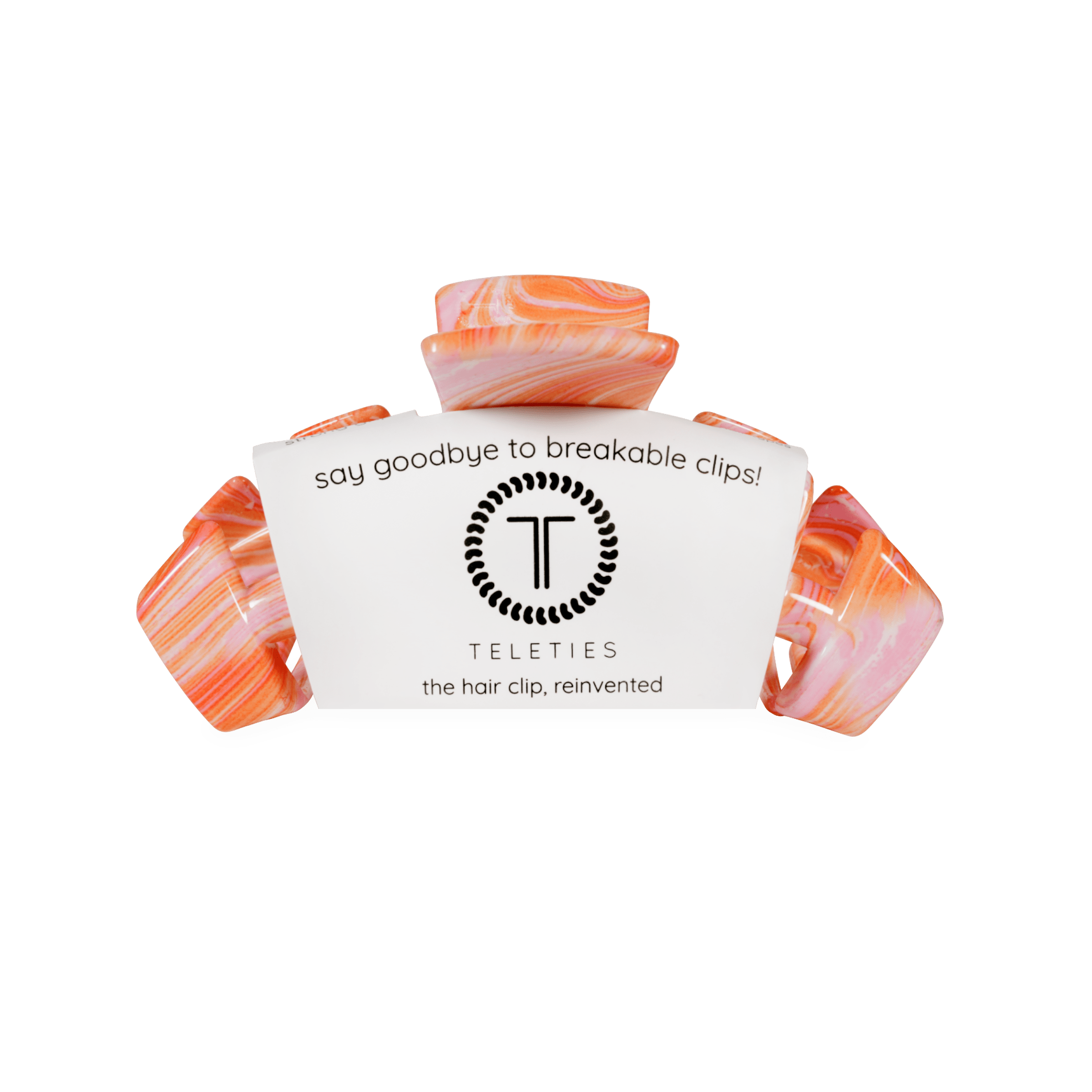 TELETIES Just Keep Swimming Medium Claw Clip Pink Orange