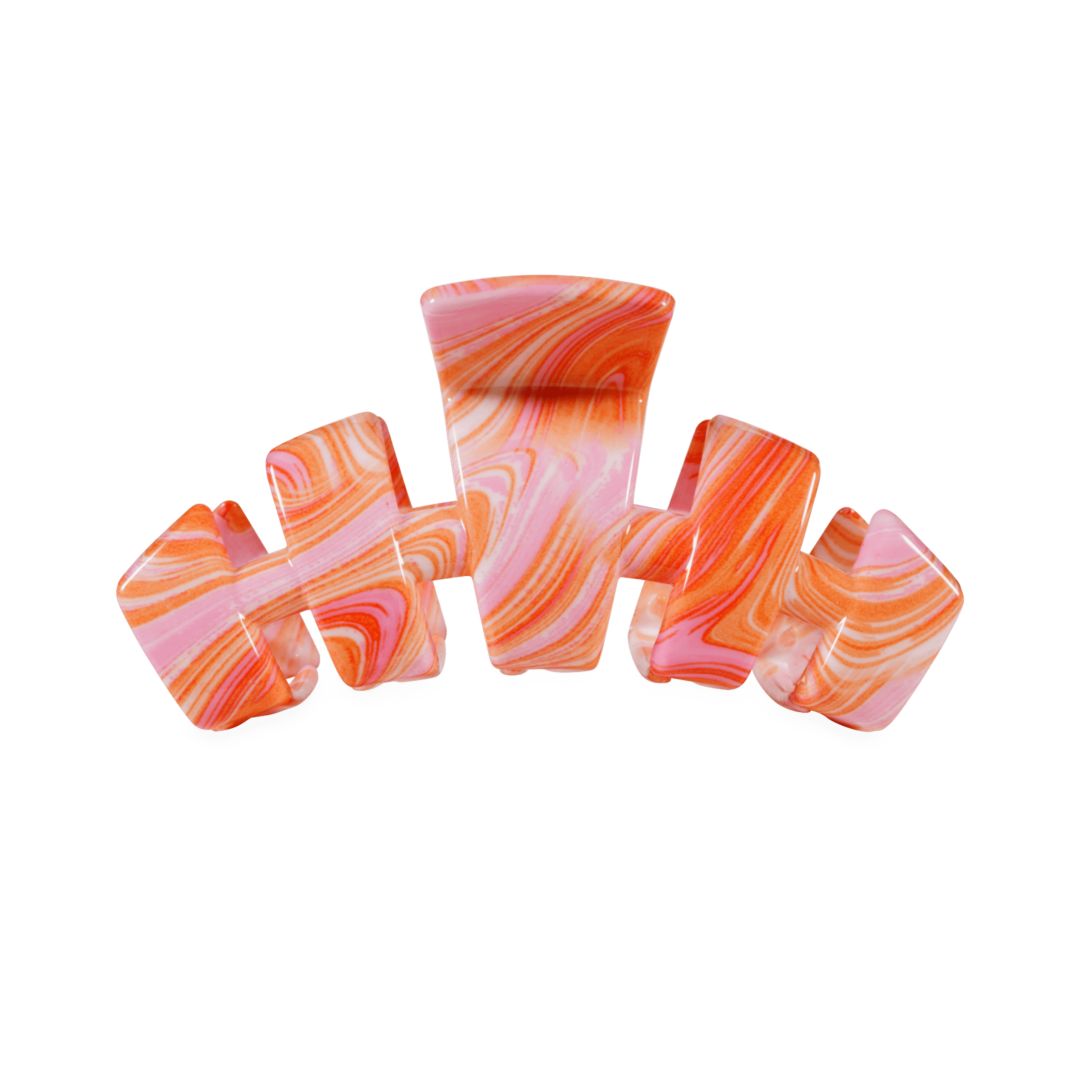 TELETIES Just Keep Swimming Medium Claw Clip Pink Orange