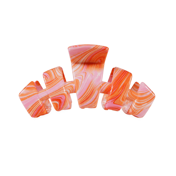 TELETIES Just Keep Swimming Medium Claw Clip Pink Orange