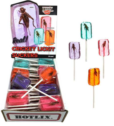 Hotlix Cricket Lick-It Lollipops 36ct Assorted Flavors