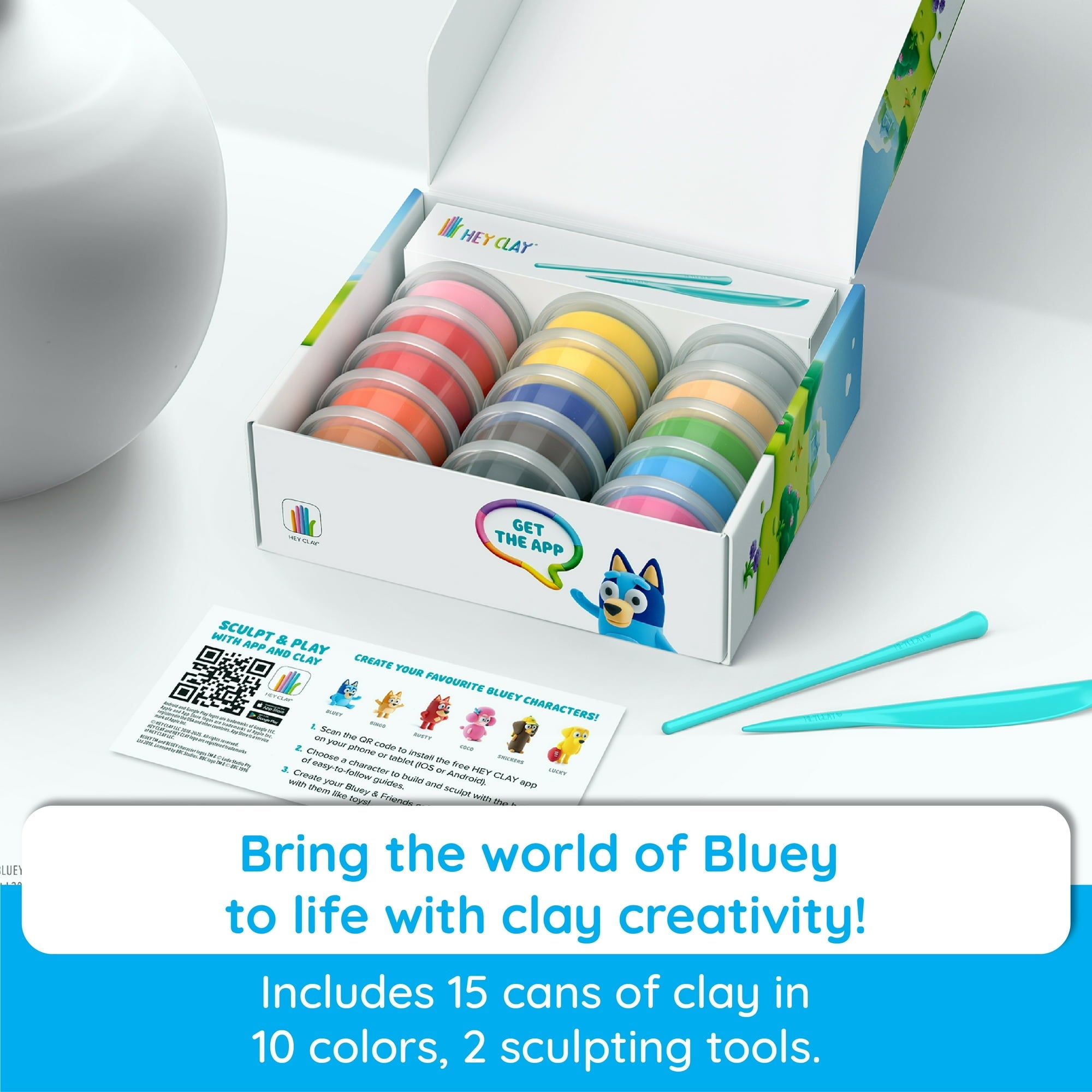 Bluey and Friends Hey Clay Air-Dry Modeling Clay Set with Interactive App