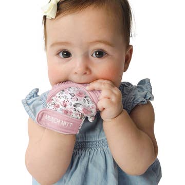 Malarkey Kids Munch Mitt Silicone Teething Glove Textured Pastel Pink