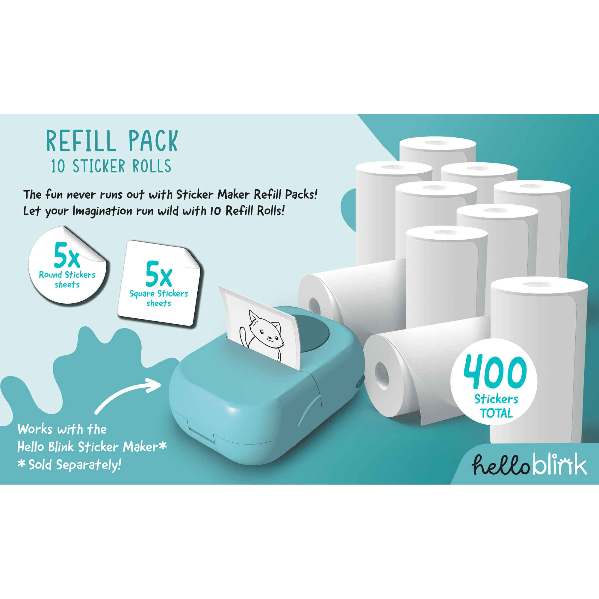 Hello Blink - Sticker Maker - Refill Pack with White Stickers