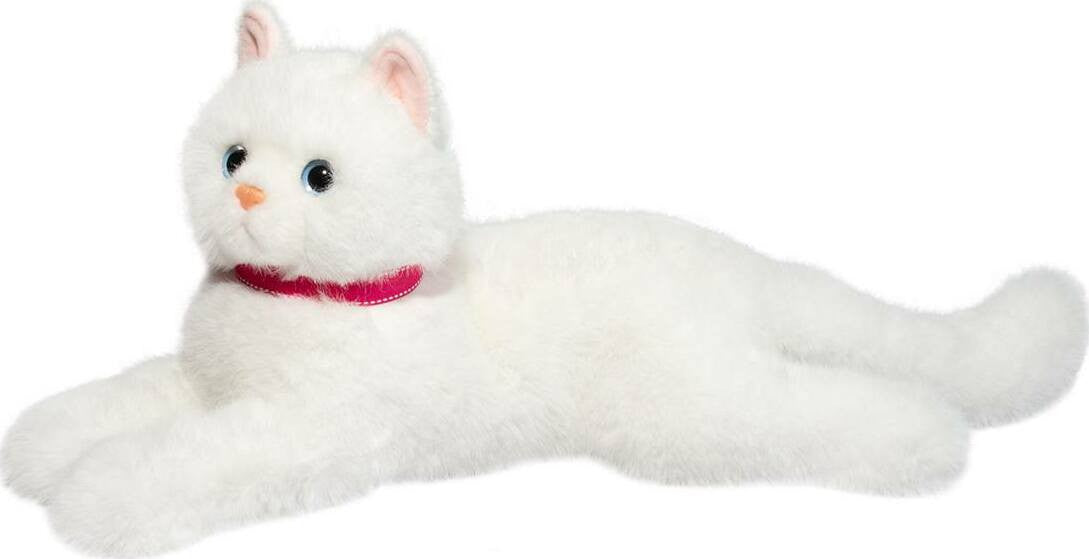 Douglas Alba White Cat Deluxe Laying Plush Toy