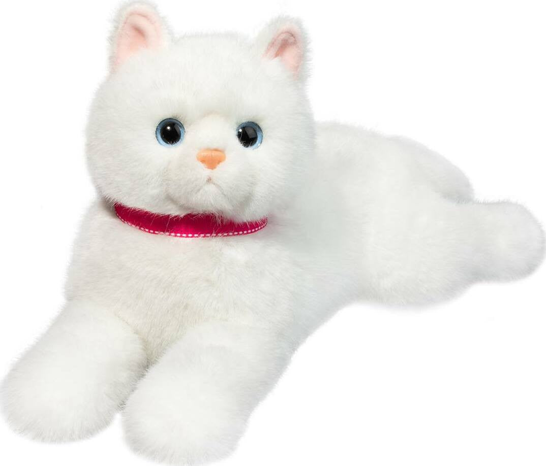 Douglas Alba White Cat Deluxe Laying Plush Toy