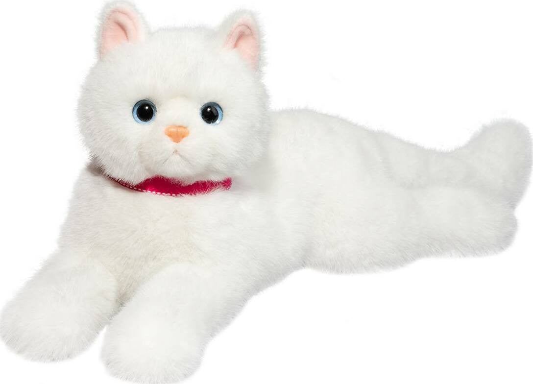 Douglas Alba White Cat Deluxe Laying Plush Toy
