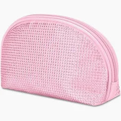 Pink Rhinestone Oval Cosmetic Bag