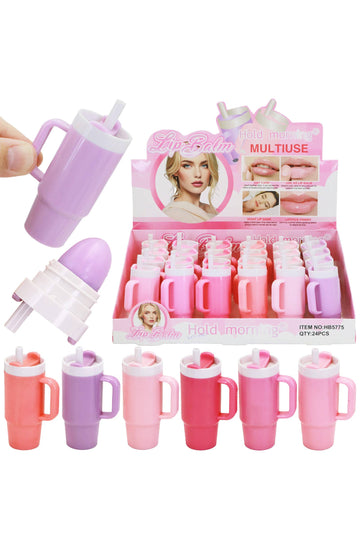 Mini Pastel Tumbler Cup Tinted Lip Balm - 24 Pcs