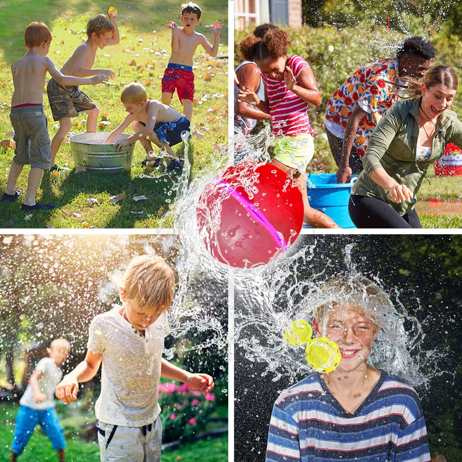 Magnetic Reusable Water Balloons Quick Fill Refillable 6PC