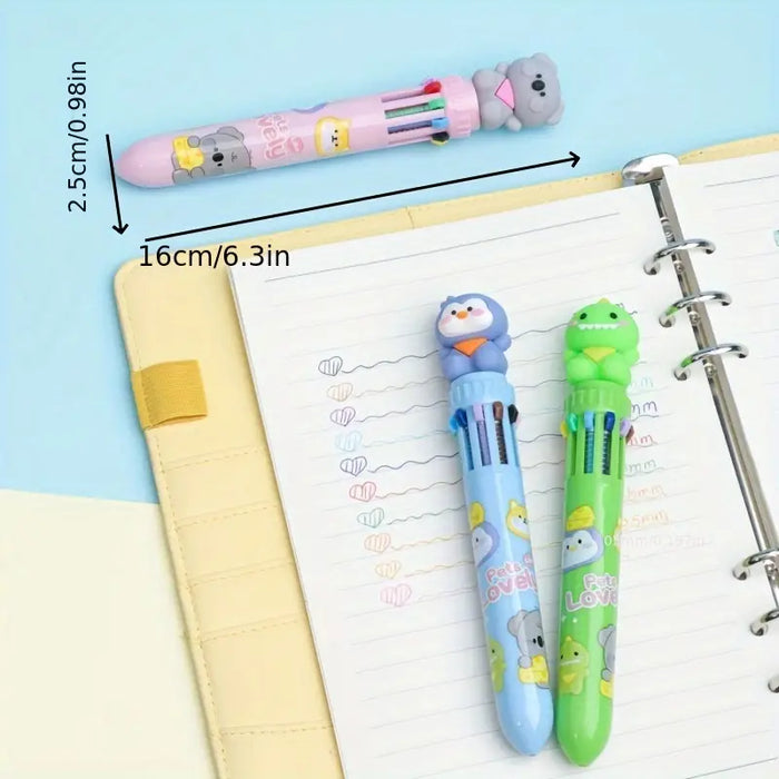 Animal Retractable 10 Color Pen