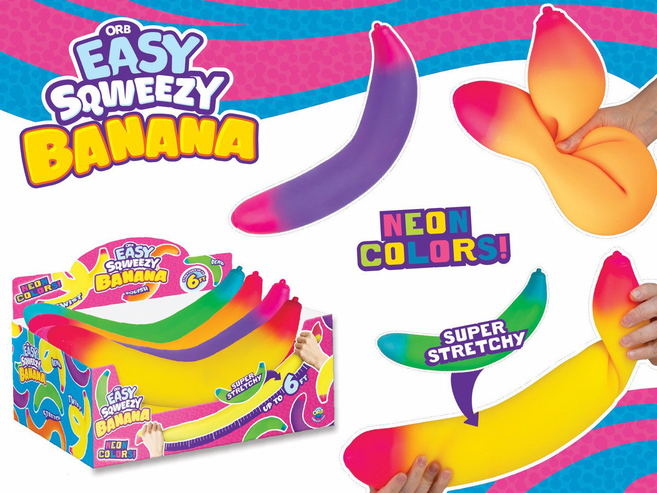 Easy Sqweezy Neon Banana Squeeze Toy Random Colors
