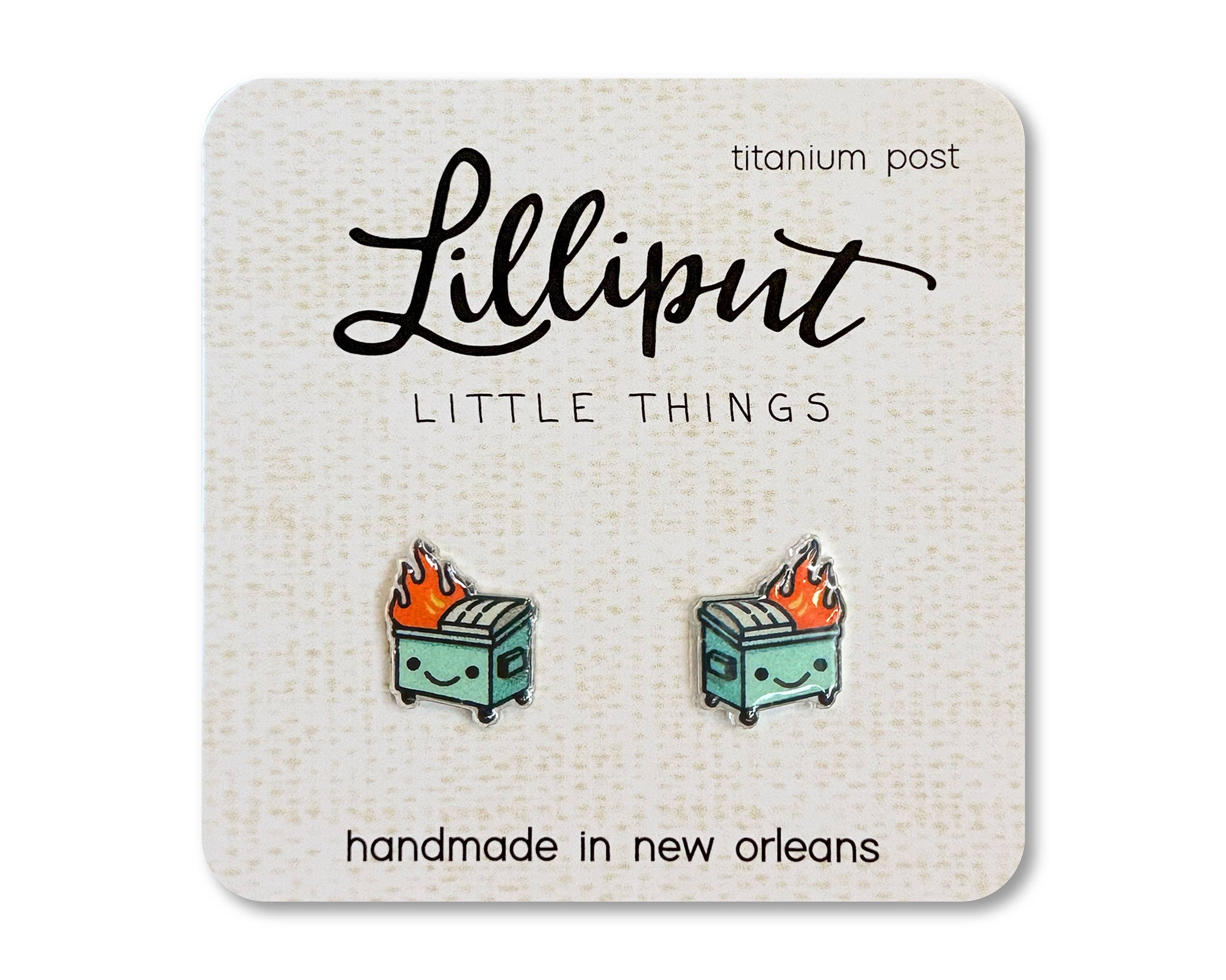 Kawaii Dumpster Fire Earrings // Funny Gift