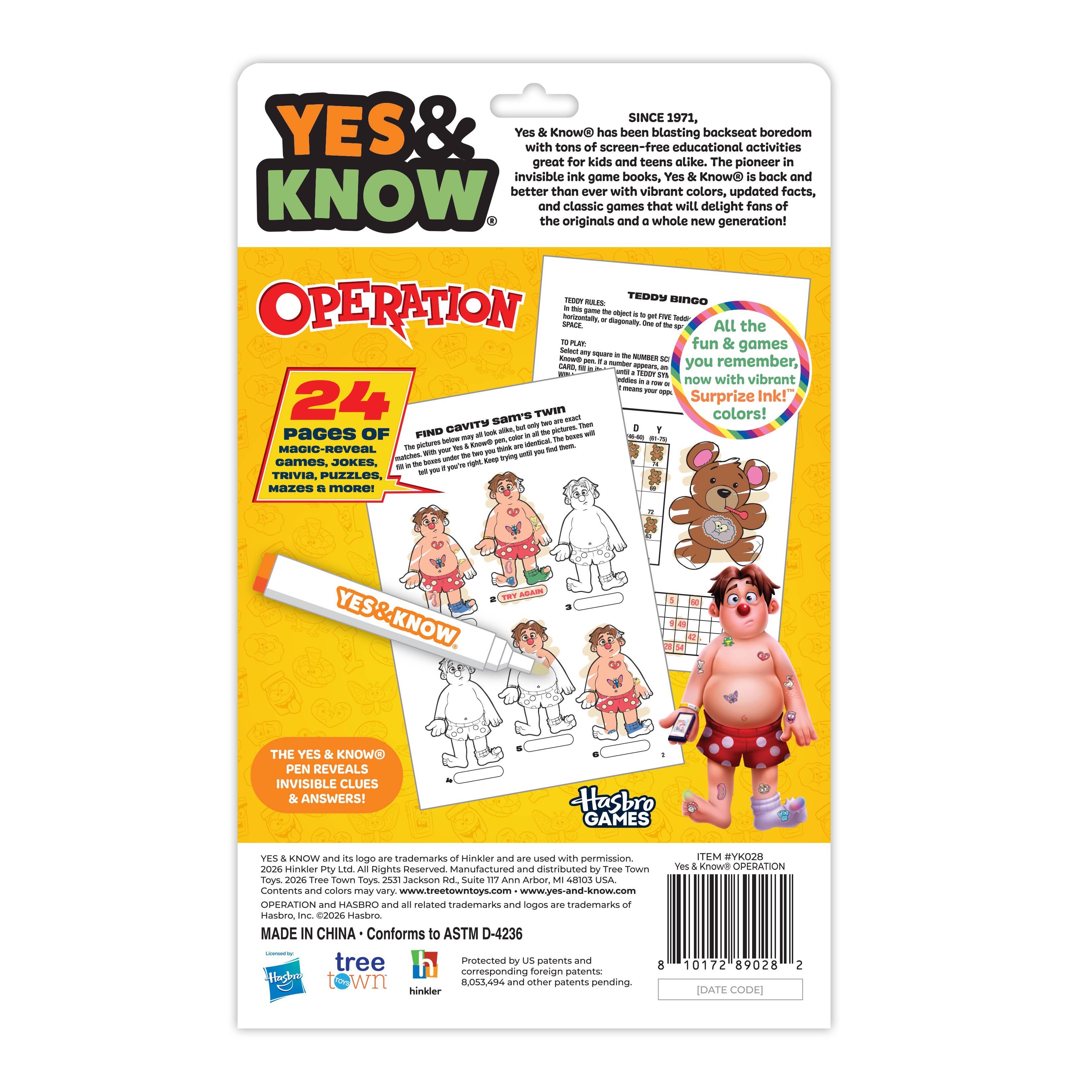 Yes & Know® Invisible Ink Trivia Game Books- Operation