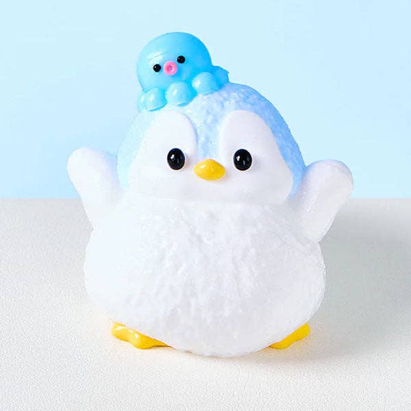 SqueezeSquad Taba Deluxe Premium Silicone Squishy Fidget Toy - Blue Penguin