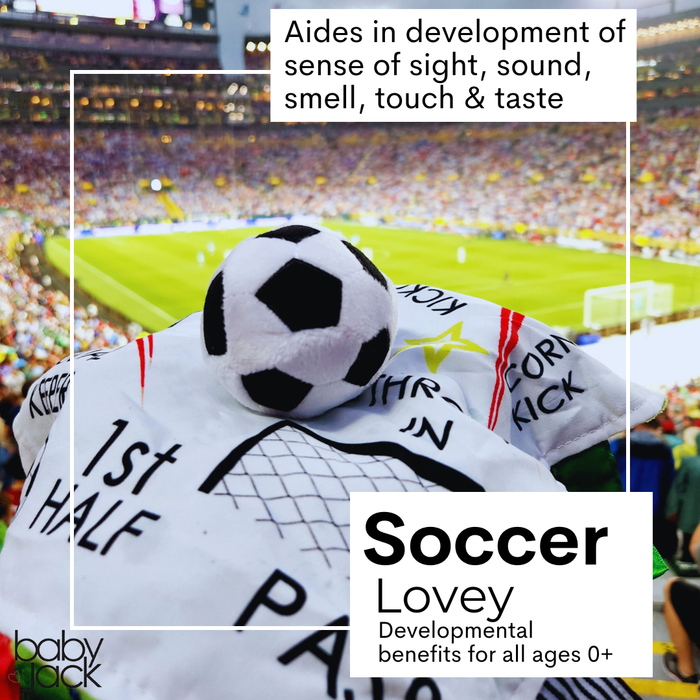 Soccer Crinkle Baby Learning Lovey Tag Stroller Toy 10" x 10"