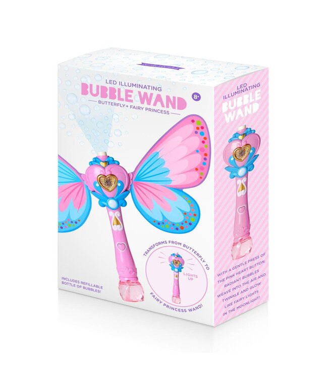 Fairy Butterfly LED Illuminating Bubble Wand Blower in Gift Box