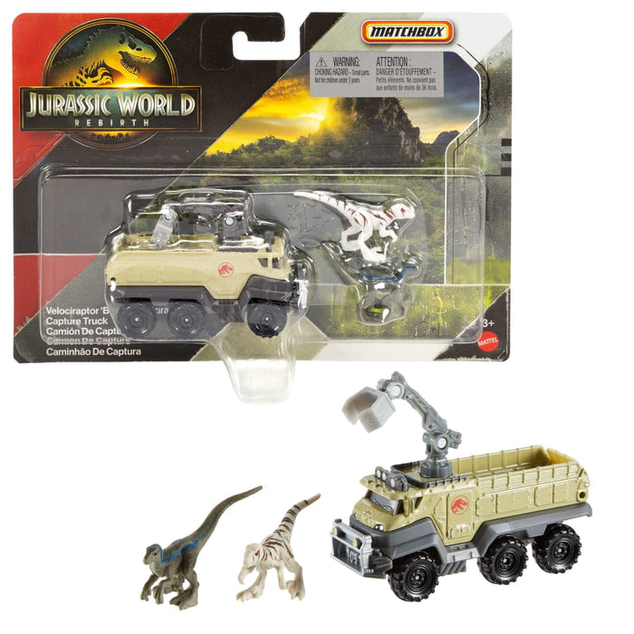 Matchbox Jurassic World Dino Transporter, Toy Car Or Truck & 1-2 Mini Dinosaurs