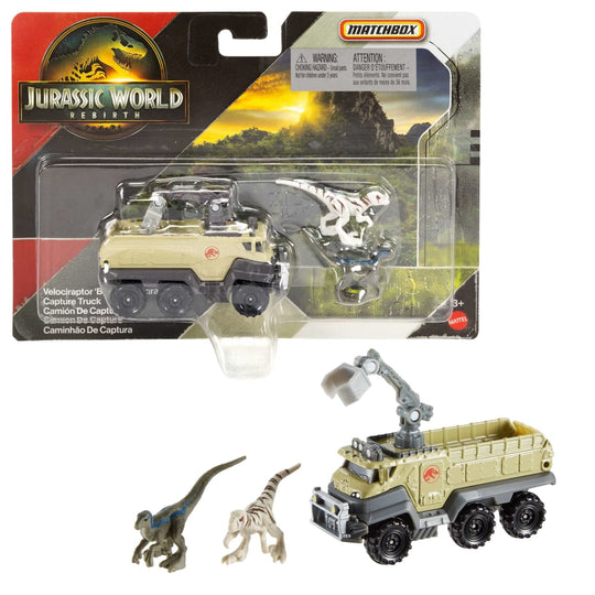 Matchbox Jurassic World Dino Transporter, Toy Car Or Truck & 1-2 Mini Dinosaurs