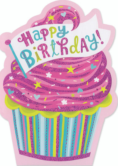 FOIL: PINK CUPCAKE Birthday CARD
