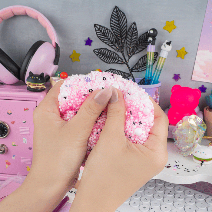 Kawaii Slime Company E-Meow Kitty Signature Dome Slime Pink Floam