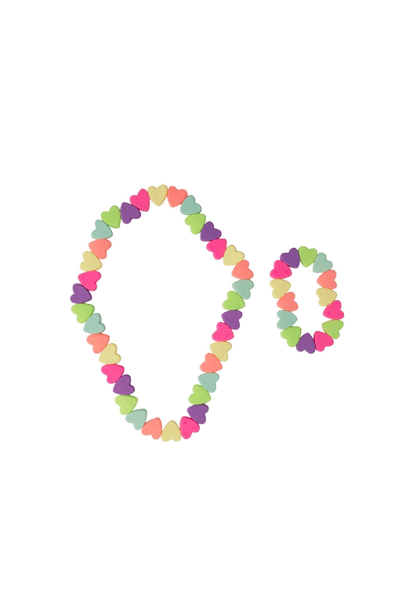 Sweet Tart Heart Necklace and Bracelet Set Neon Candy Style