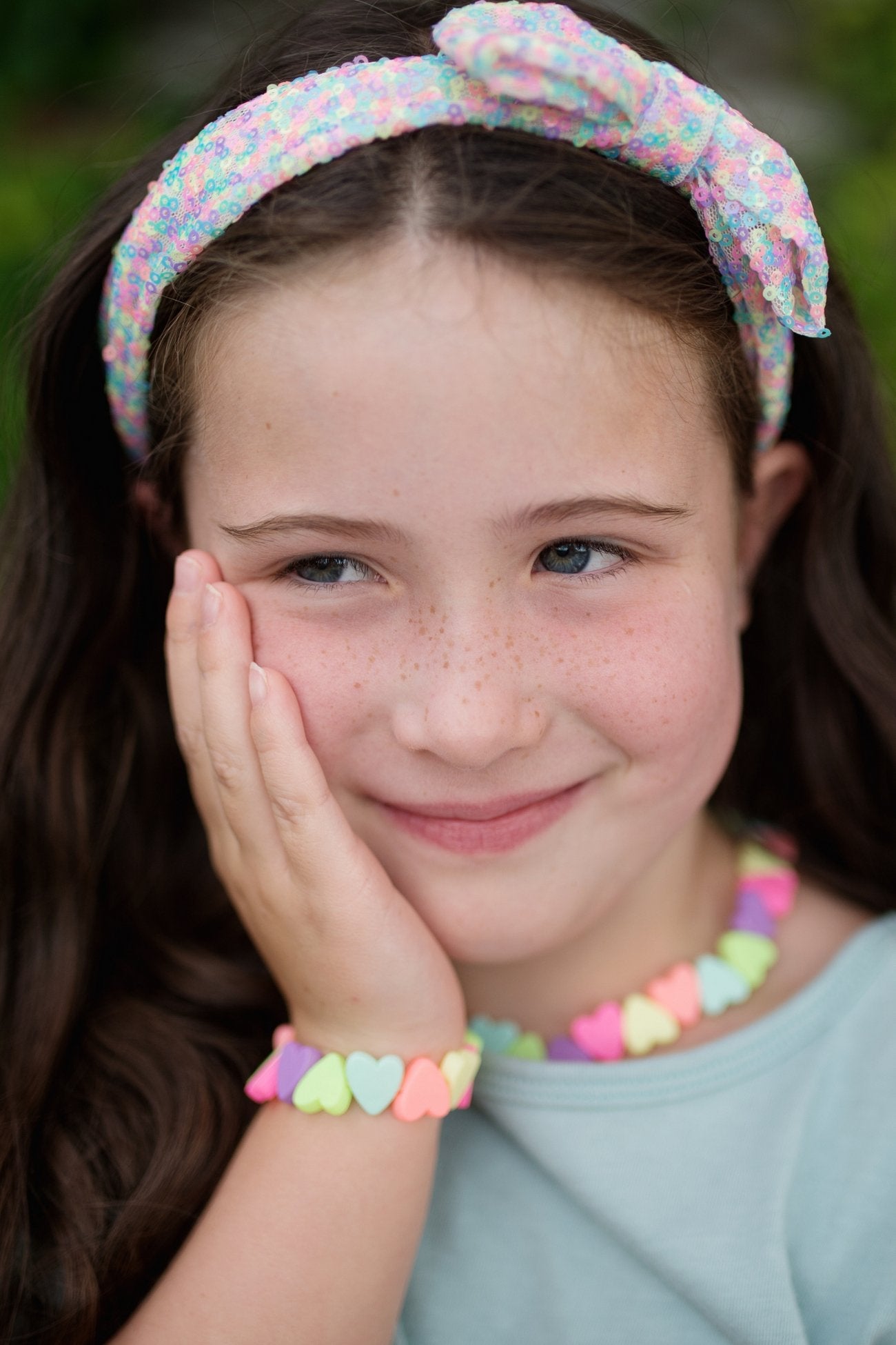 Sweet Tart Heart Necklace and Bracelet Set Neon Candy Style