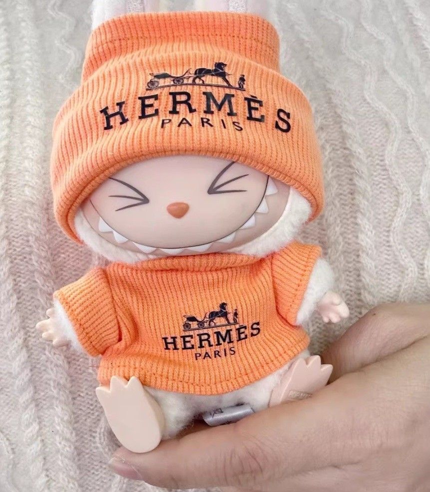 Labubu Designer Inspired Outfit Orange Shirt and Beanie