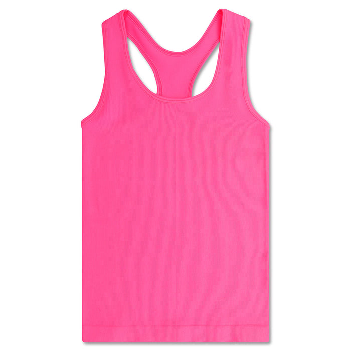Iscream Ribbed Racerback Tank Top Bright Pink