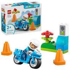 Blue Police Motorcycle Duplo