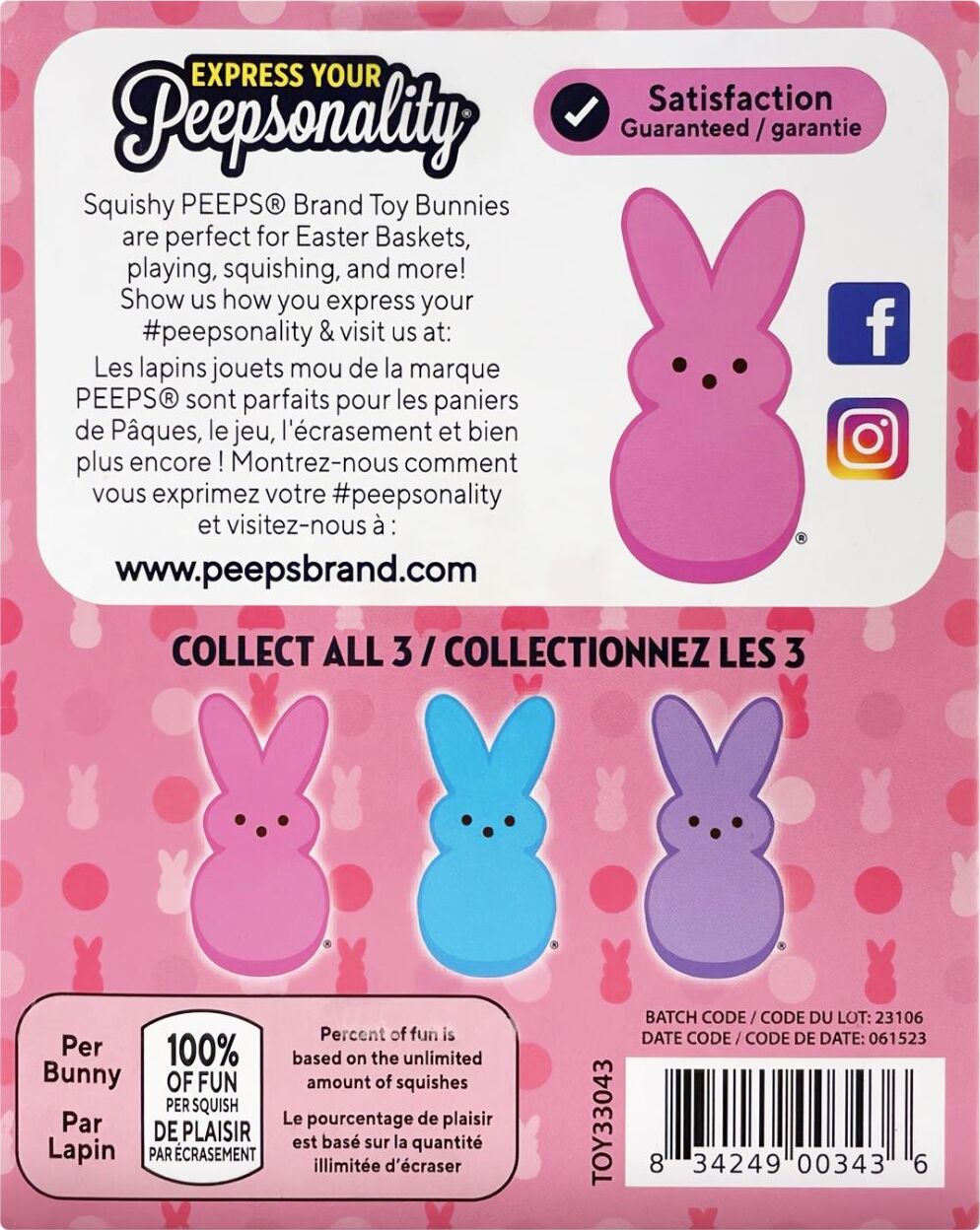Peeps Bunny 3 Colors Squishi