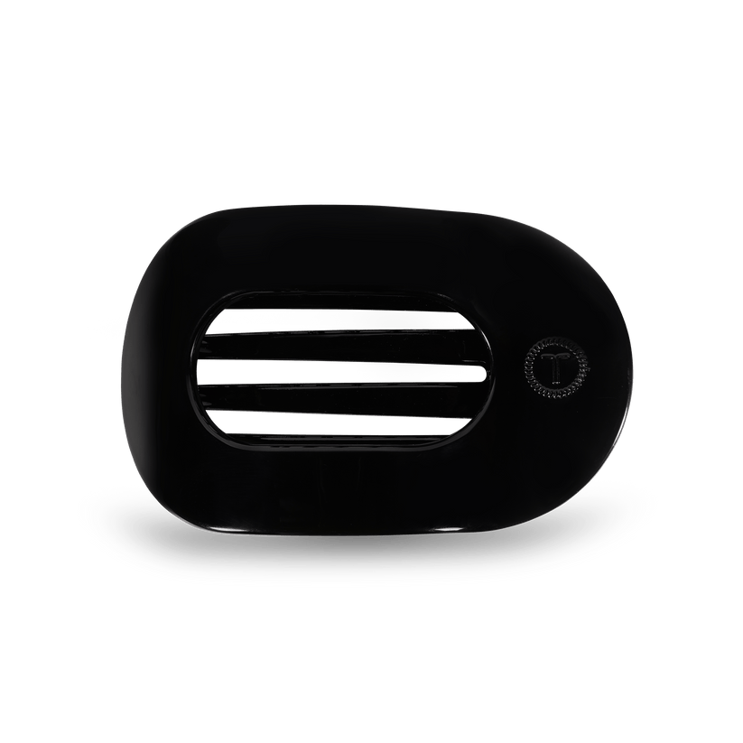 Jet Black Small Flat Round Hair Clip