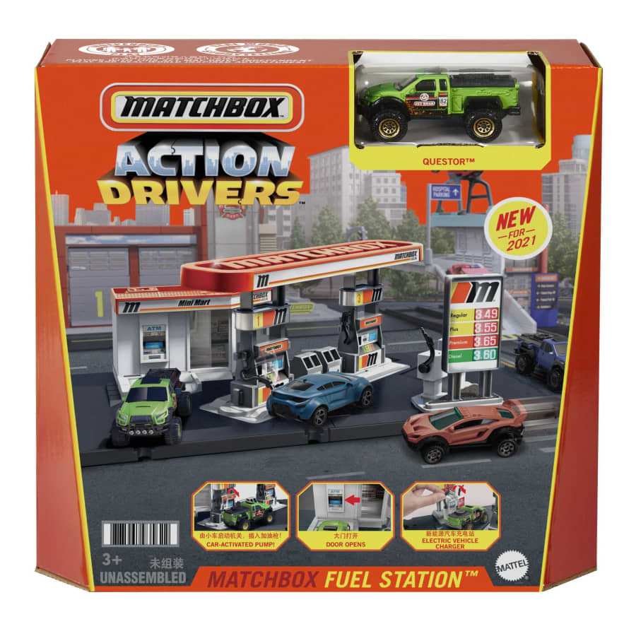 Matchbox Action Drivers Matchbox Fuel Station Playset For Kids 3 Years Old & Up, With 1 1:64 Scale Vehicle