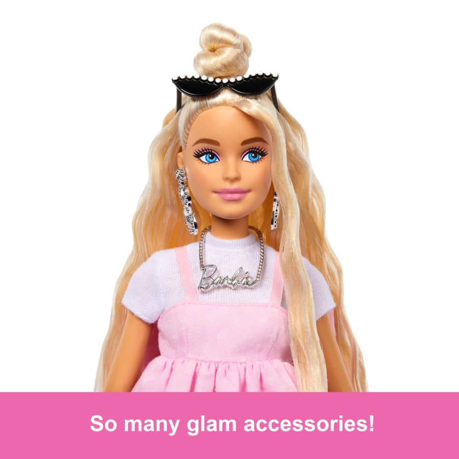 Barbie Deluxe Style Doll in Pastel Pink Barbiecore Dress With Oversized Bow, Blond Hair