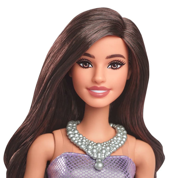 Barbie Fashionistas Doll in Sequined Purple Dress And Silvery Accessories