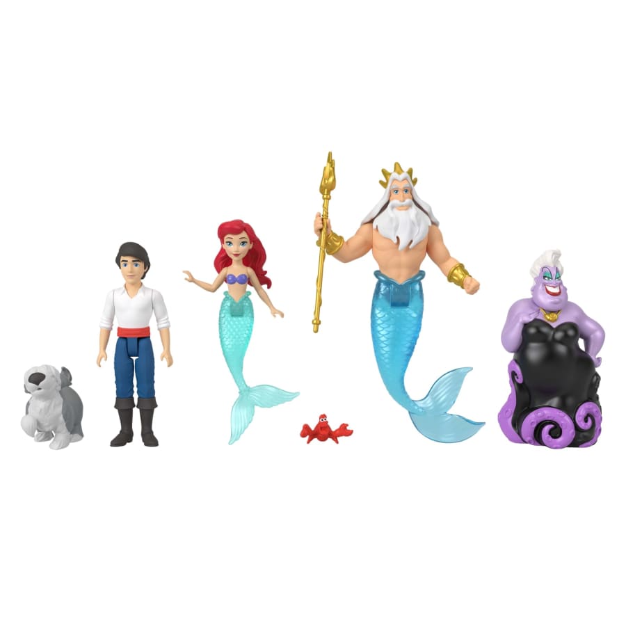 Disney Princess Ariel Mermaid Storybook Set With 4 Small Dolls, 2 Figures & 1 Accessory From Movie
