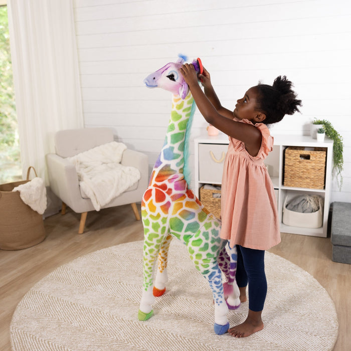 Melissa & Doug Rainbow Lifelike Plush Giraffe 4ft