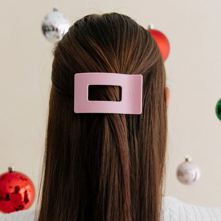 Teleties Merry Pinkmas Medium Flat Rectangle Hair Clip