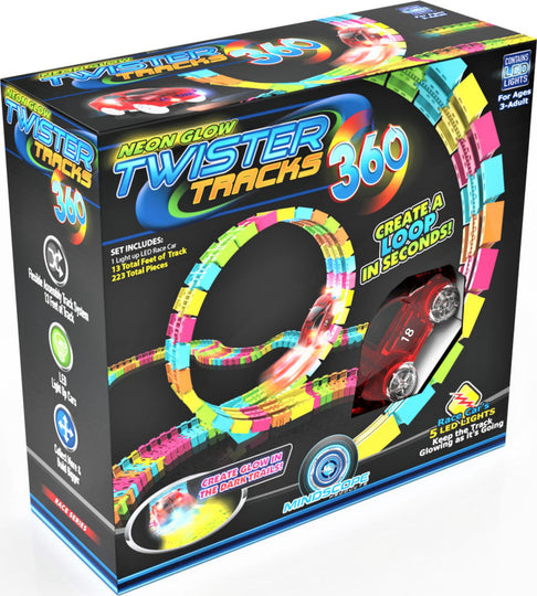 Twister Track 360 Loop of Neon Glow In the Dark Track  with Red Car