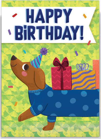 BIRTHDAY CARD: DACHSUND DOG TRIFOLD