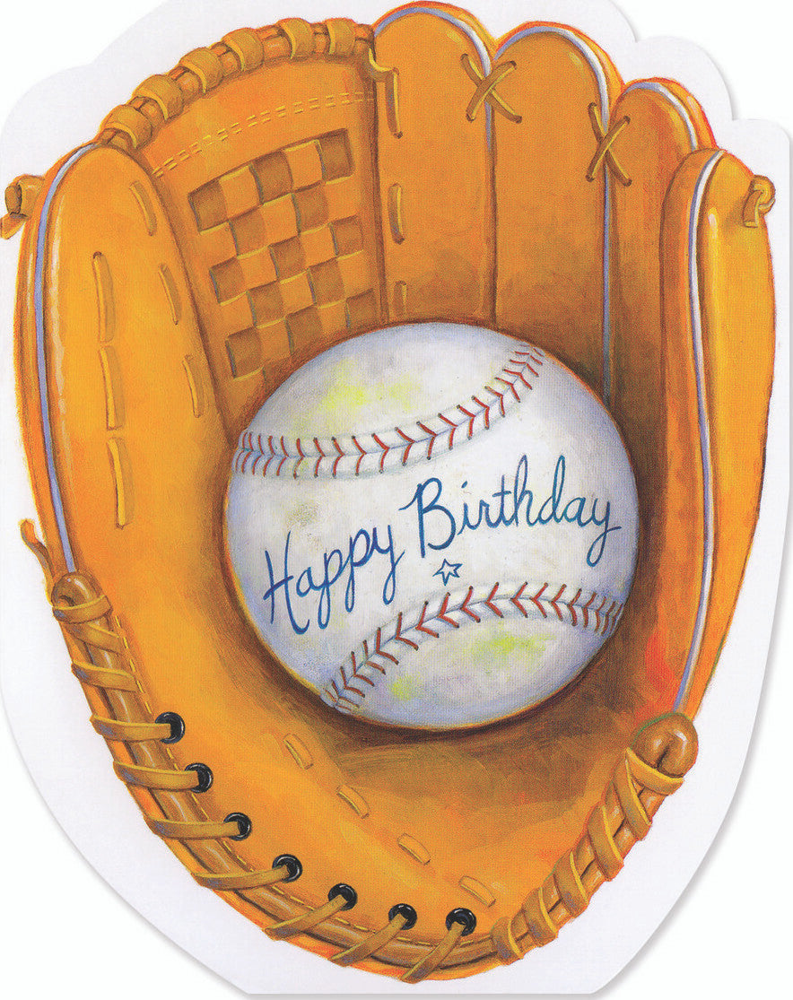 MindWare Birthday Baseball Glove Die-Cut Greeting Card for Kids