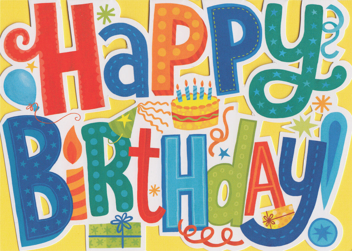 Peaceable Kingdom Happy Birthday Letters Die-Cut Greeting Card