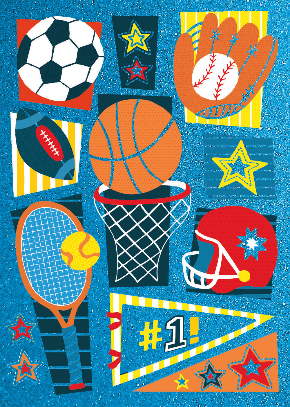 Peaceable Kingdom Sports Pattern Foil Card Greeting Card