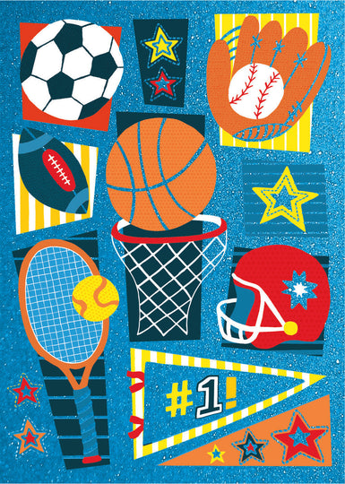Peaceable Kingdom Sports Pattern Foil Card Greeting Card