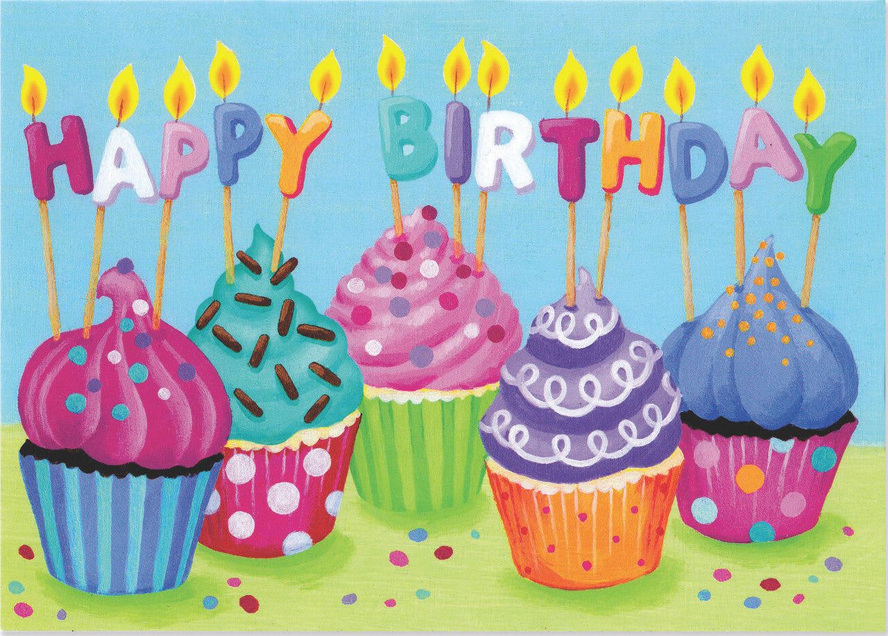 MindWare Birthday Cupcakes Greeting Card for Kids and Adults